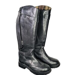 Dublin Women's 8 Riding Boots Black Tall Zipper Plaid Snap Closure Durable Solid
